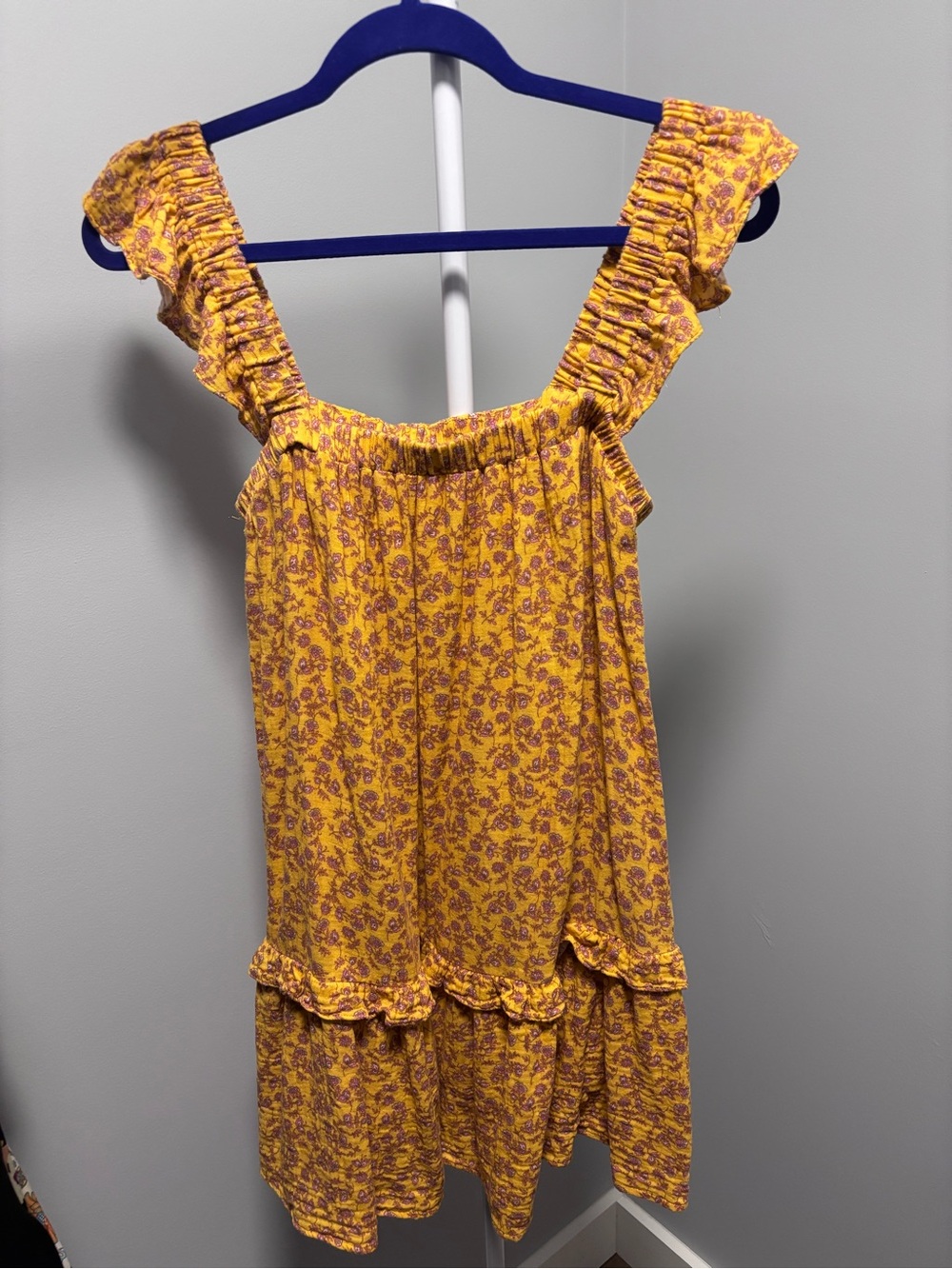 Lush Mustard Yellow Floral Tiered Sundress
